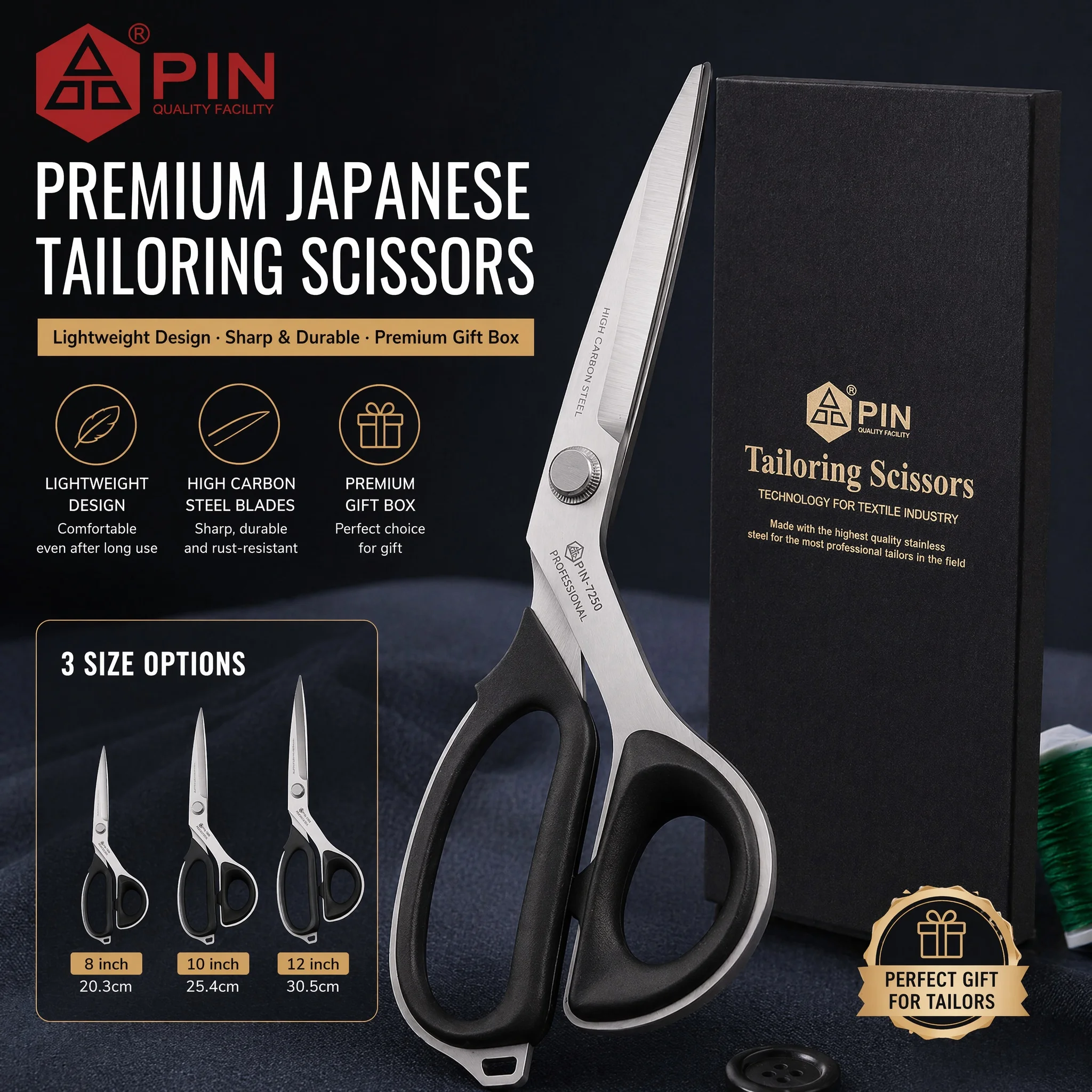 PIN Heavy Duty Dressmaking Scissors 3 Size, Industrial Sharp Fabric Shears…