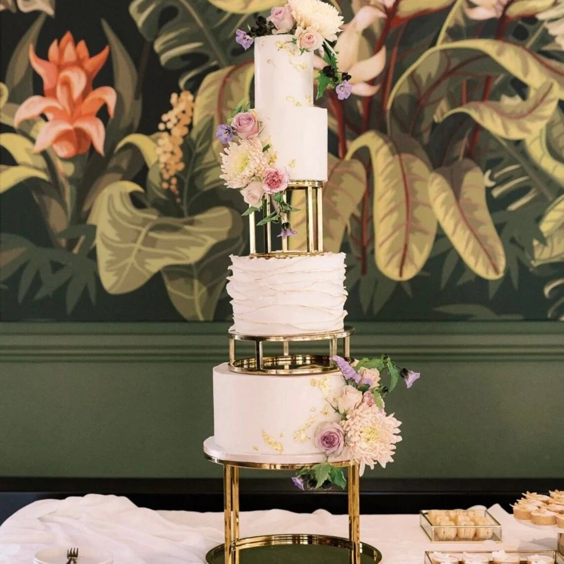 Gold Wedding Cake Stands Cylinder Valentine's Day Birthday Cakes Decoration