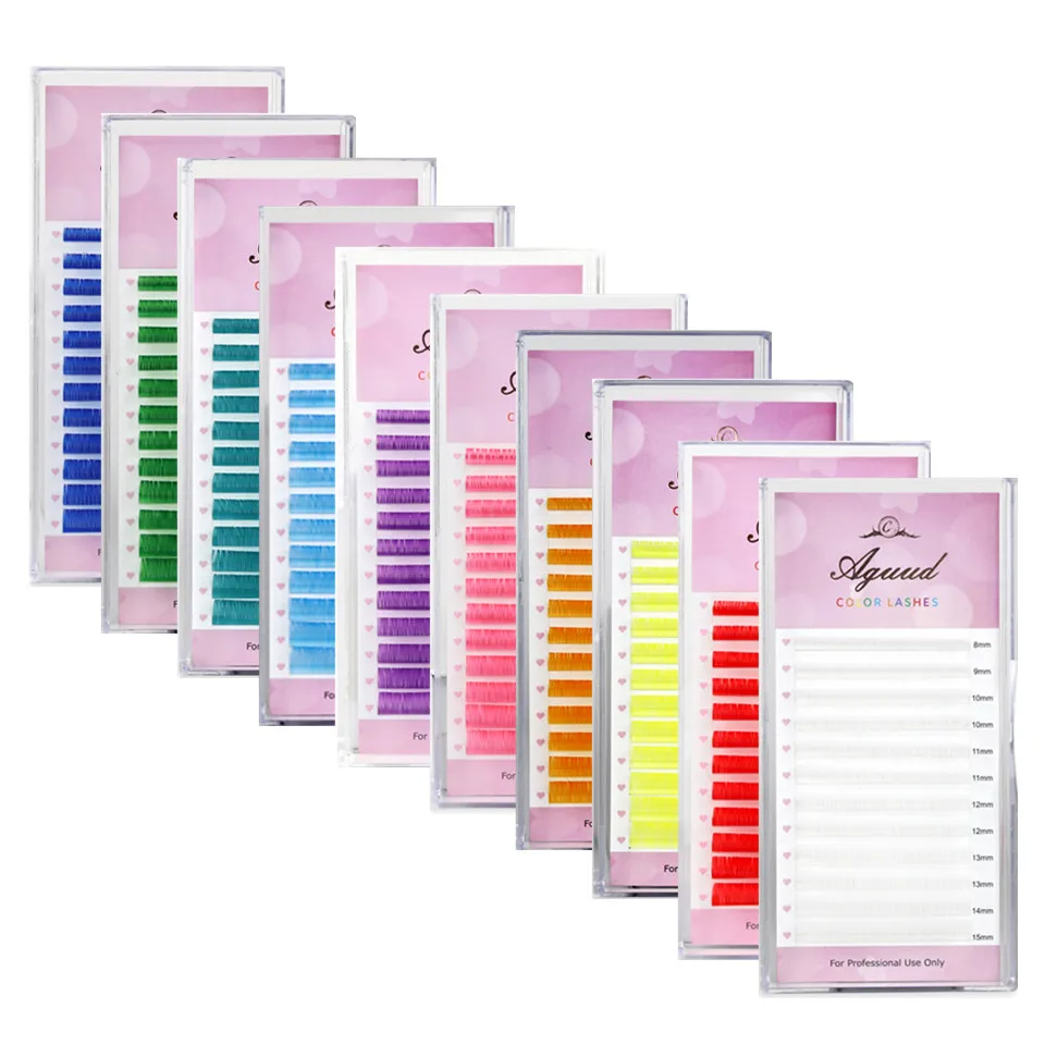 AGUUD Colored Lashes Purple Blue Green Red White Pink Yellow Brown Colorful…