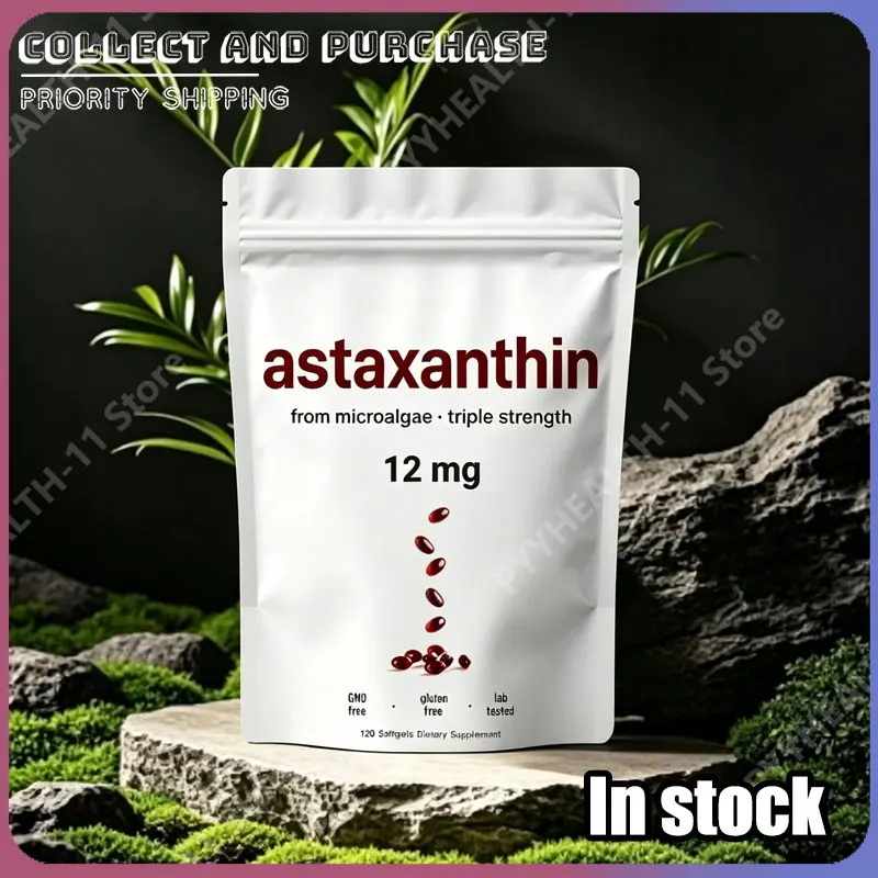 Astaxanthin 12mg Softgels with Oil from Plant-Based Microalgae with Oil…