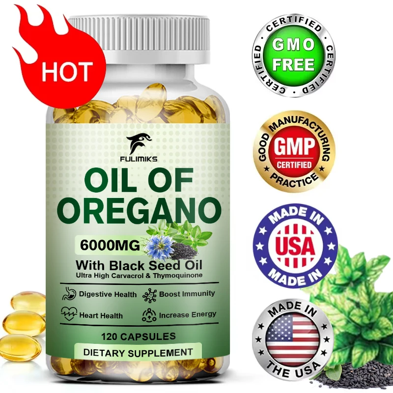 Oil of Oregano Softgels – Organic Oregano Oil Capsules with Black Seed Oil…