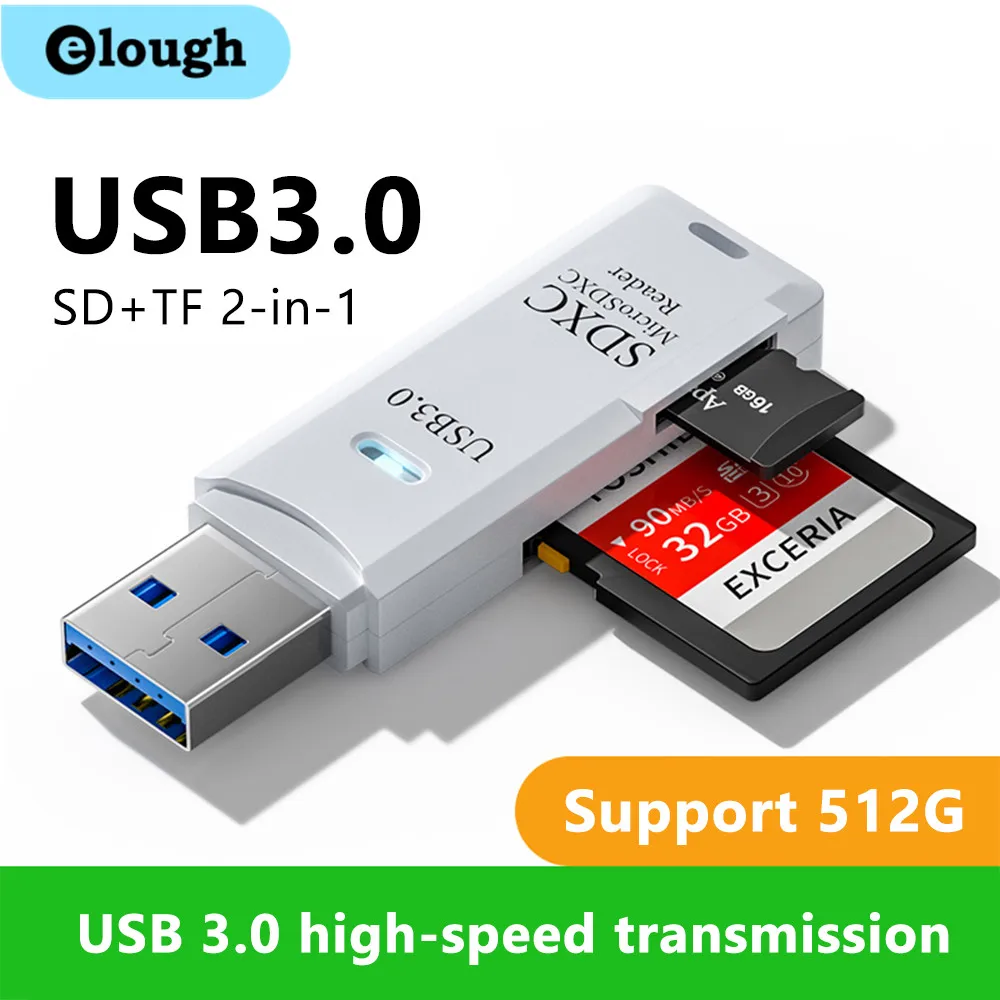 2 in 1 USB 3.0 Card Reader Micro TF Sd Card Reader USB Adapter High Speed…