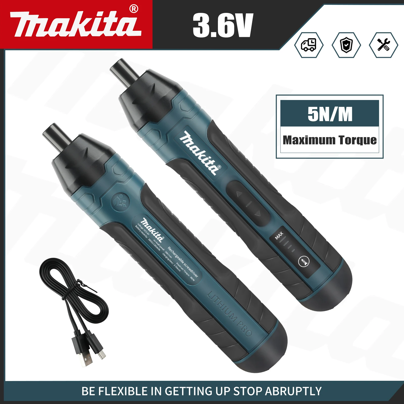 Makita Cordless Electric Screwdriver | 3.6V 5N.m Torque | 1/4" Chuck…