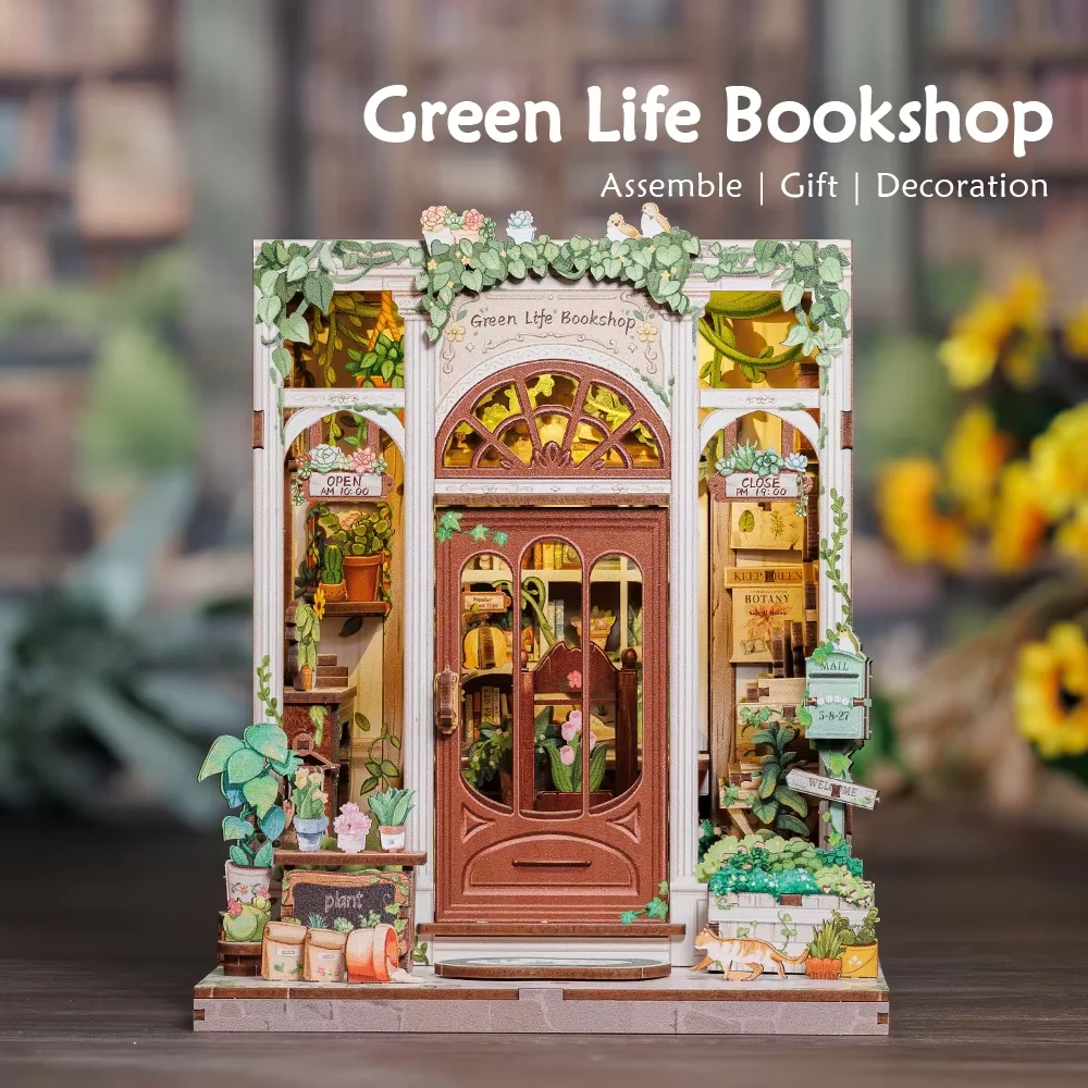 Cutebee DIY Miniature House Book Nook Bookshelf Insert Dollhouse Model Street…