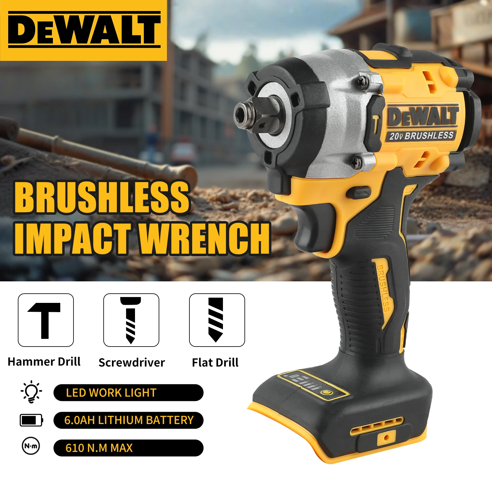 DEWALT DCF921 Atomic 20V Maximum Cordless Wrench 1/2 Inch Cordless Impact…