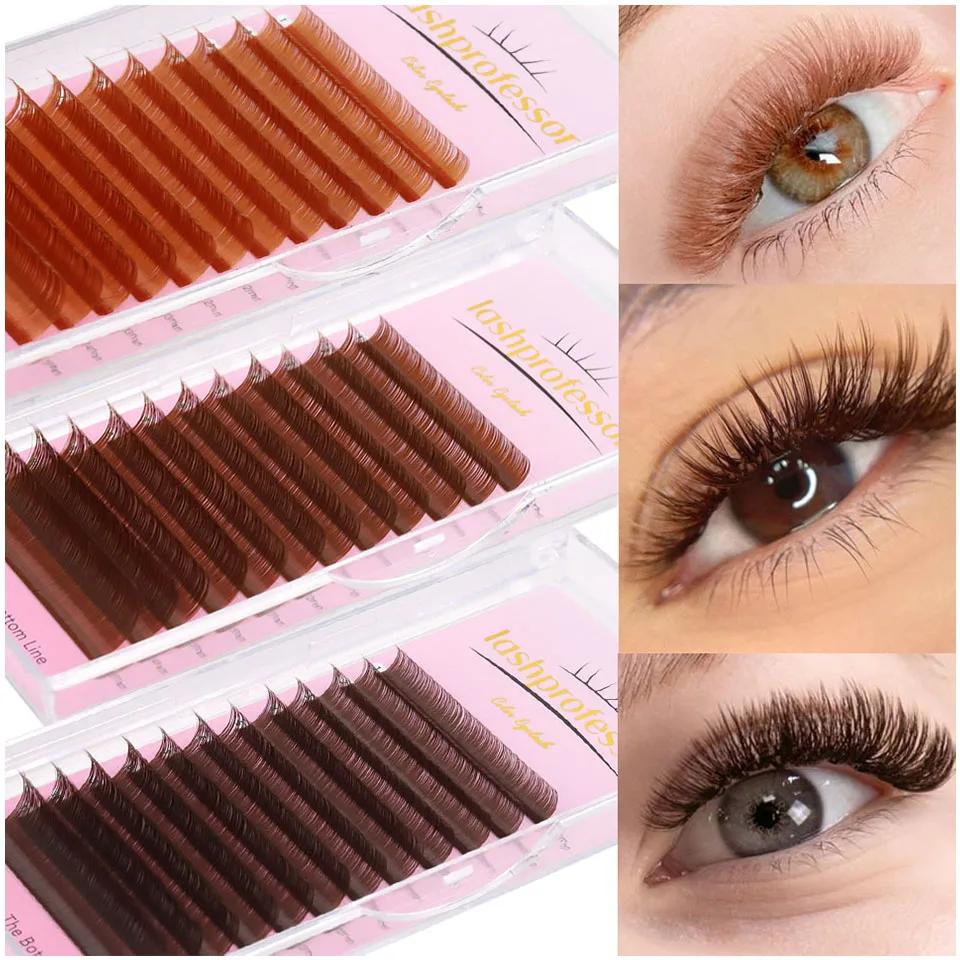 Brown Individual Eyelashes Extension 8-15 Mixed Lash Colorful Premium Dark…