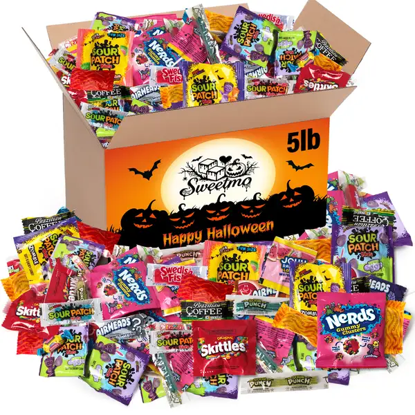 Halloween Candy Bulk Mix 5 Lb Individually Wrapped Sour Gummy Hard Candy