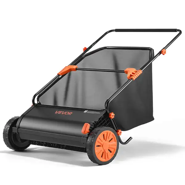VEVOR Push Lawn Sweeper, 30 in Leaf & Grass Collector with 12 Cu. Ft. Hopper…
