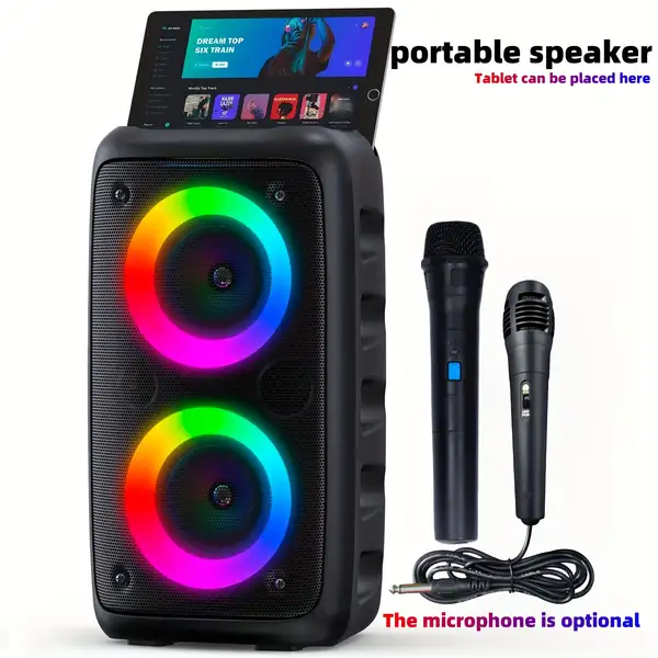 Bluetooth Speaker, Wireless Speaker, Karaoke Machine with 1 Wired Microphone…