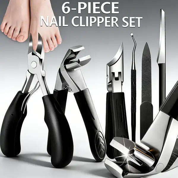 6pcs Professional Stainless Steel Nail Clipper Set with Nail Clippers…