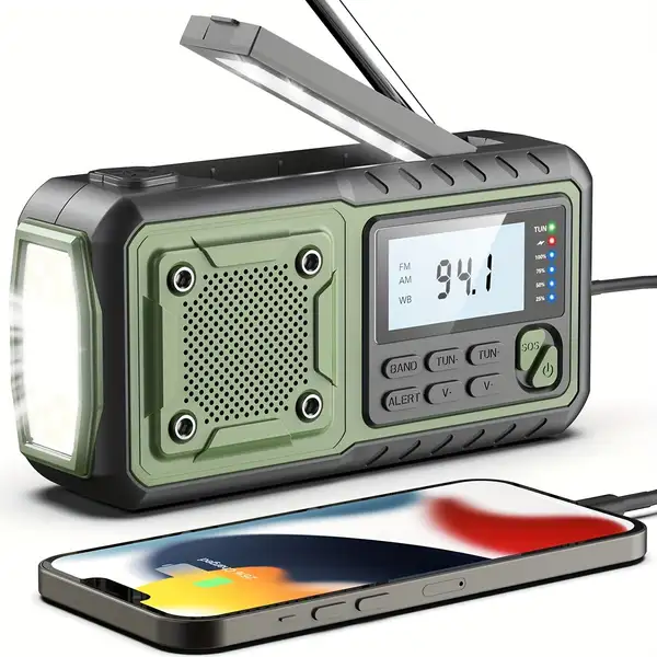 5000mAh Emergency Radio Hand Crank Weather Radio, Solar Powered Hand Crank…