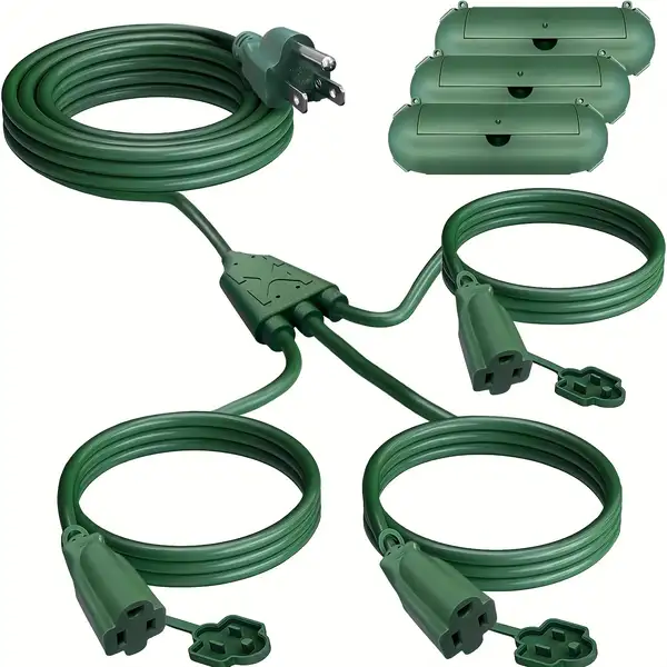 Extension Cord Splitter 13ft 28ft 38ft 25ft 40ft 50ft Total with 3 Covers for…