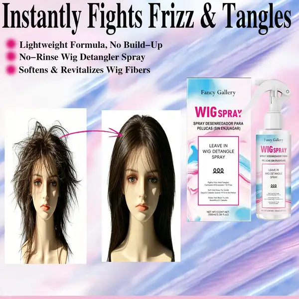 no Wash Hair Spray for Wigs and Hair Extensions Formula Instantly Frizz…