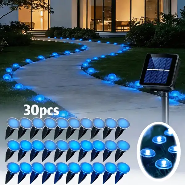 30 LED Solar Powered Outdoor Lawn Lights IP66 Dustproof Landscape Path Lights…