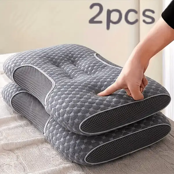 Free a Total of 2 Soft Knitted Massage Neck Couple Pillows Adjustable…
