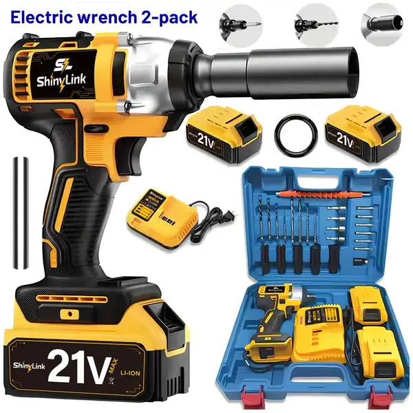 21V Impact Wrench Kit with 3000Mah Lithium-Ion Battery and Heavy Duty Motor…