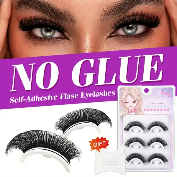 3 Pair Self Reusable False Eyelashes Women Free Natural 3d Mink Lashes with…