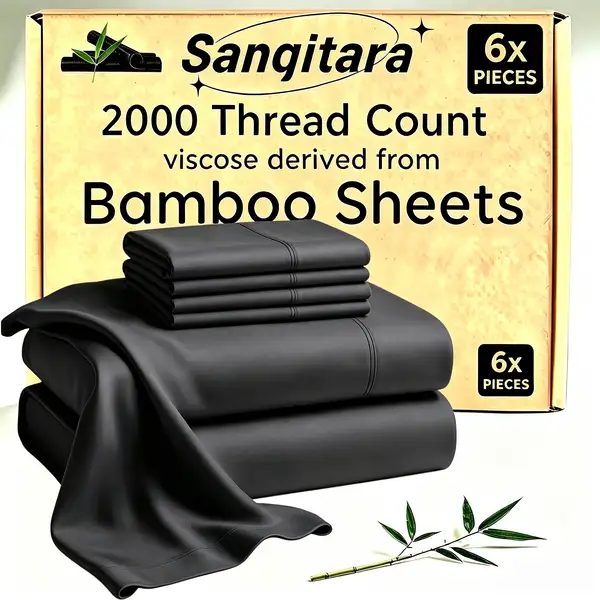 Extra Deep Pocket 10%Bamboo Fiber Bed Sheet Set - Breathable Bed Sheet - Luxury Hotel Bed Sheet Set - Soft, Wrinkle-Resistant, And Comfortable - Easily Fits Extra Deep Mattresses. Includes Pillowcases, Flat Sheet, And Fitted Sheet