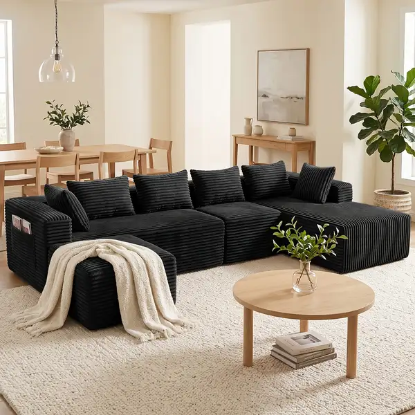 120 96 Inch Extra Large Corduroy Modular Sectional Sofa Luxurious Deep Seat…