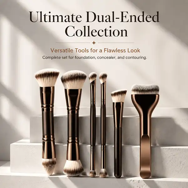 6pcs Double Ended Makeup Brush Set Tongue Brush Cushion Head Powder Brush…