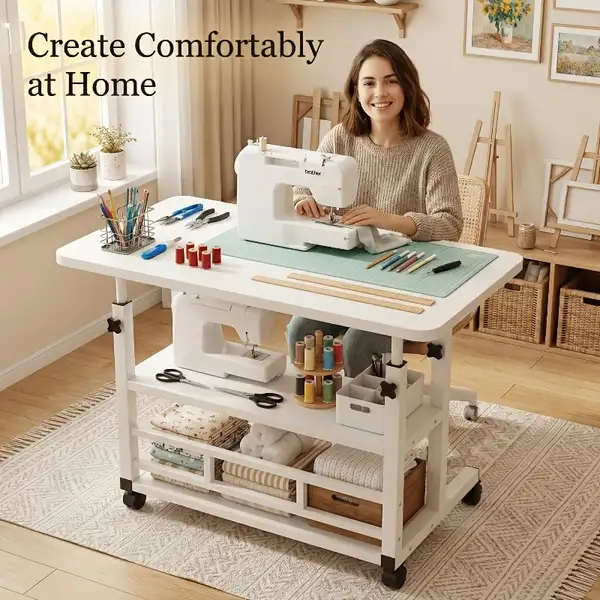 23.62In/30In/35In Portable Compact Computer Desk Cart, Small Space Workstation Writing Table Printer Stand, with Wheels, Mobile Office Desk, Portable Small Computer Table, Adjustable Height Standing Desk, Multifunctional, Suitable for Bedside