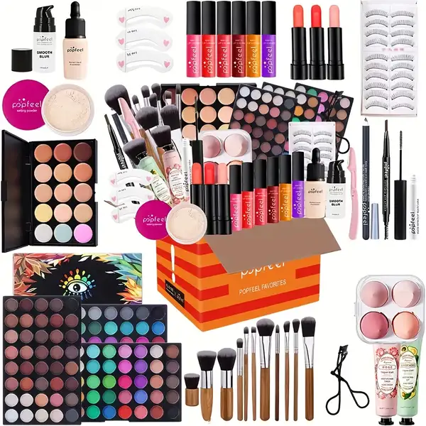 All in Face Makeup Kit with Brush Volumizing Mascara Set Berry Neutral…
