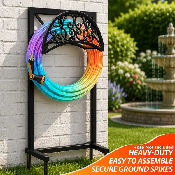 Heavy Duty Metal Garden Hose Holder Outdoor Freestanding Hose Holder Wall…