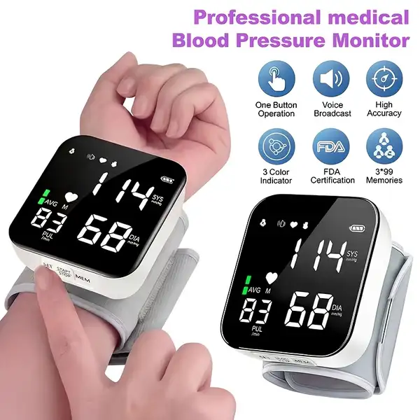 Automatic Wrist Blood Pressure Monitor with Large LCD Screen Pressure Cuff…