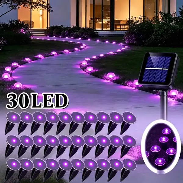 30 Solar-powered LED Path Garden Lights, Multi-color Fairy Lights, IP44…
