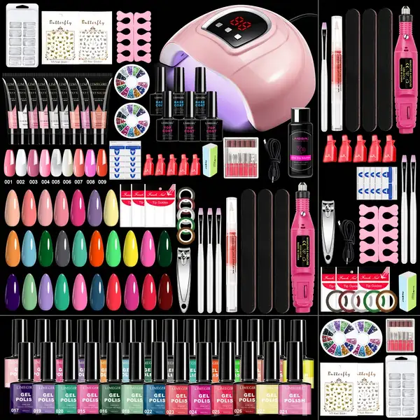 36 Color Poly Gel Nail Polish Starter Kit with Salon Complete Gel Nail Art…