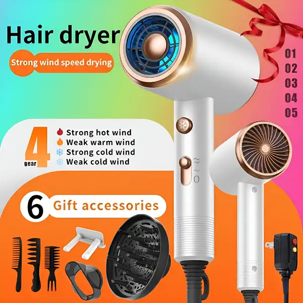 Professional Hair Dryer with Diffuser Attachment 1600W Straight Curly Hair 2…