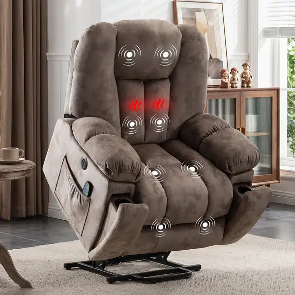Elderly Recliner Chair with Massage Heat Oversized Wide Seat Heavy Duty…