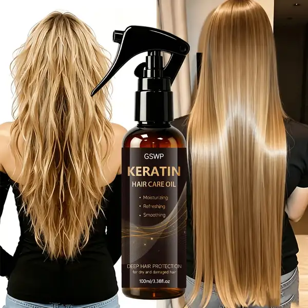 Keratin Hair Care Oil Spray Deep Moisturizing Heat Protection for Dry and…