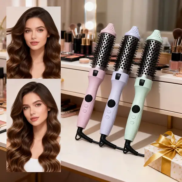 Thermal Air Brush Straight Curling 2 in 1 Blowout Natural Curls Negative for…