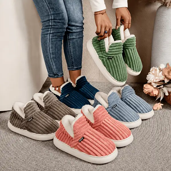 Women'S Winter Warm Insulated Indoor/Outdoor House Shoes - Thick Plush Sole & Cozy Fleece Lining, Soft EVA Sole & Durable Fabric Upper, All-Season Comfort for Home, Office, Shopping - Stylish Casual Shoes (/) - Easy Care Hand Wash/Dry, Women Shoes