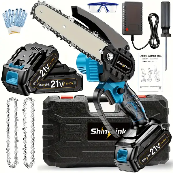 ShinyLink Cordless Mini Chainsaw Suitable for Tree Trimming, 6-Inch Handheld Electric Chainsaw with Battery, Lightweight Portable Chainsaw for Yard Work, Wood Tool, Battery- Pruning Saw for, Gifts for Dad, Husband