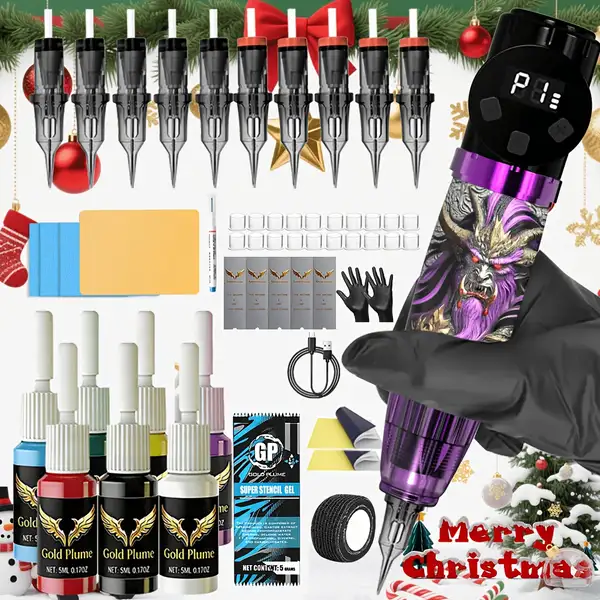 Tattoo Kit 50pcs Sold Separately Tattoo Gun Kit Complete Set Cordless Tattoo…