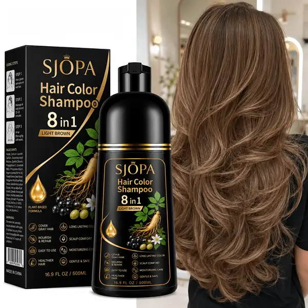 500mL Hair Color Shampoo for Gray Hair Coverage Hair Dye Shampoo with Herbal…