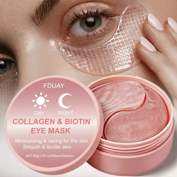 60 Pcs Collagen and Biotin Eye Masks Hydration Deep Moisturizing Leaves…