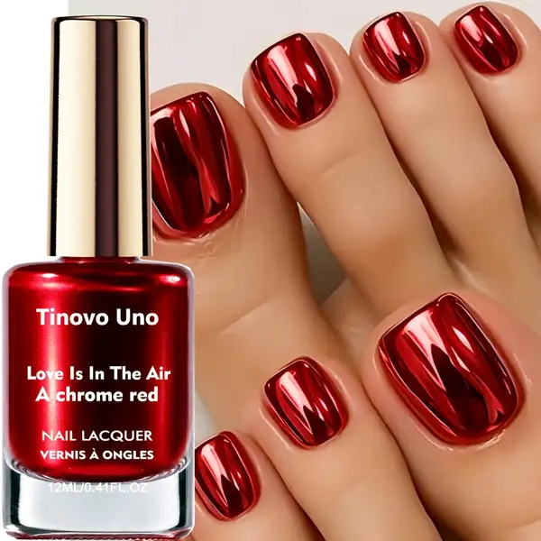 Tinovo Metallic Burgundy Nail Polish 12mL Natural Quick Dry Formula Hand and…