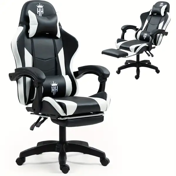 Game Chair with Footrest and Lumbar Support Gaming Chair Video Chair…