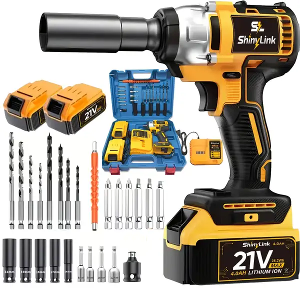 21V Cordless Impact Wrench Wireless Drill Set, Brushless Electric Impact Gun…