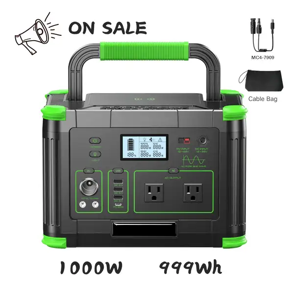 999wh Solar Generator 1000W 2000W Portable Power Station with Pure Sine Wave…