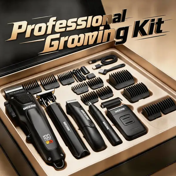 Cordless Mens Grooming Kit Professional Hair Clipper Set with T Blade Trimmer…