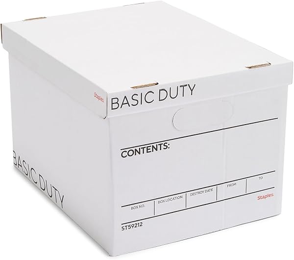 Staples Storage & Filing Box, Basic-Duty with Handles & Removeable Lid…