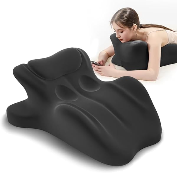 Ergonomic Memory Foam Wedge Pillow, 27° Bed Wedge Support, Black