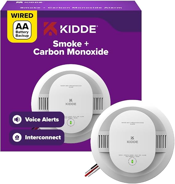Kidde Smoke & CO Detector, Hardwired & AA Battery Backup, 30CUAR-V, 1 Pack