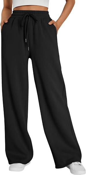 Trendy Queen Womens Wide Leg Fleece Lined Sweatpants