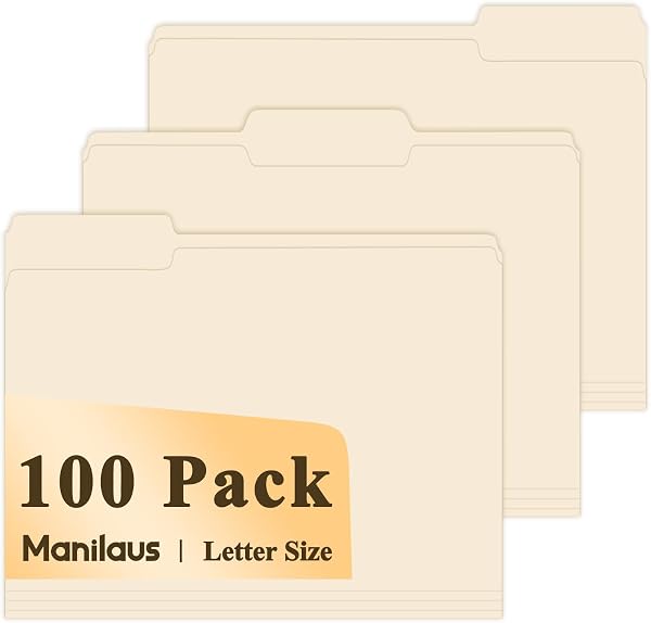 Manilla Folders 8.5 X 11, Manila File Folders 1/3-Cut Letter Size