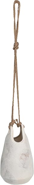 Creative Co-Op Large Stoneware Hanging Planter with Jute Rope Hanger and…